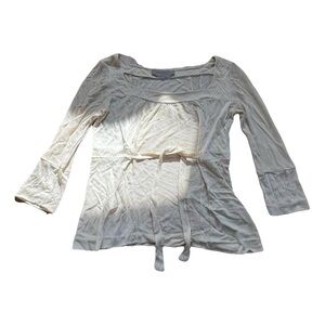 Sportmax Max Mara Vintage Y2K Pointelle Knit Cream Top tie blouse